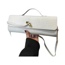 Bolsa Transversal Feminina Leve E Durável Com Padrão De Crocodilo Em Relevo, Alça Ajustável E Fivela