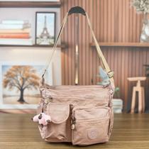 Bolsa Transversal Feminina Metalizada Vários Bolsos em Zíper Chaveiro Casual Dia a Dia Leve