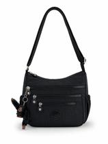 Bolsa Transversal Feminina Nylon Impermeável 5 Zíperes Com Chaveiro Estilo Kipling