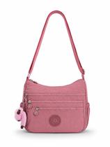 Bolsa Transversal Feminina Nylon Impermeável 5 Zíperes Com Chaveiro Estilo Kipling Bolsa Transversal Feminina Nylon Impermeável 5 Zíperes Com Chaveiro Estilo Kipling
