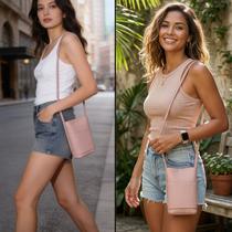Bolsa Transversal Feminina Porta Celular Elegante Compacta e Versátil Leve Macio Luxo Cor:MarromTamanho:P