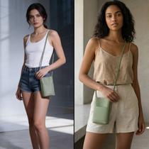 Bolsa Transversal Feminina Porta Celular Elegante Compacta e Versátil Leve Macio Luxo Cor:MarromTamanho:P