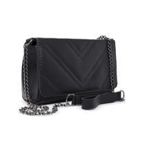 Bolsa Transversal Feminina Preta Alça De Corrente CM SHOES