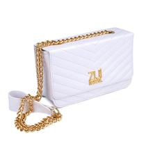 Bolsa Transversal Feminina Quadrada Mini Bag Alça de Corrente Baú Branca