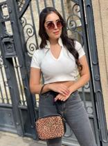 Bolsa Transversal feminina Quadrada Onça Bolsa Transversal feminina Quadrada Onça