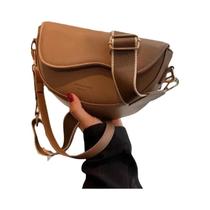 Bolsa Transversal Feminina Vintage Em Couro PU Com Alça Larga, Cor Sólida, Pequena Bolsa De Ombro
