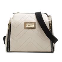 Bolsa Transversal Form's Pequena com Detalhes Ziper e Costuras Alça Regulavel