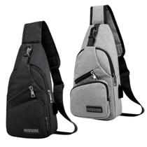 Bolsa Transversal Lateral Unissex com USB Ideal para Dia a Dia, Viagens e Estudos Bolsa Transversal Lateral Unissex com USB Ideal para Dia a Dia, Viagens e Estudos