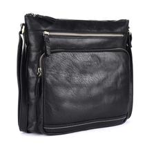 Bolsa transversal LEDERBUCK Olga Large de couro macio preta