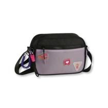 Bolsa Transversal Luluca Com Pins Divertidos Feminina Preto