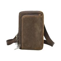Bolsa Transversal Masculina De Couro Crazy Horse 2024 Casual Com Bolso Para Celular Pequeno
