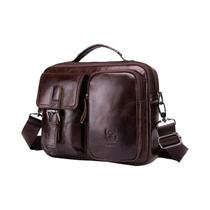 Bolsa Transversal Masculina De Couro Genuíno Casual Para Negócios Da BULLCAPTAIN