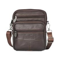 Bolsa Transversal Masculina De Couro Genuíno Estilo Retrô Para Negócios Com Bolso Com Zíper De Alta