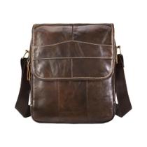 Bolsa Transversal Masculina De Couro Genuíno Retrô Com Alça De Ombro Para Marido