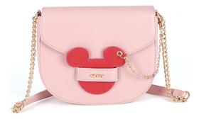 Bolsa Transversal Mickey Disney Alça Corrente C/ Espelho Acambamento Dos Ferragens Ouro Cor Rosa