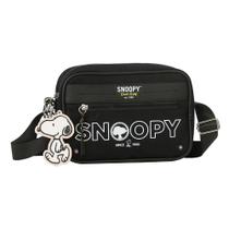 Bolsa Transversal Oficial Snoopy Colors Nylon Sp2847 Preto