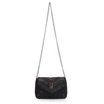 Bolsa transversal preta matelasse com alça corrente ref:45900p