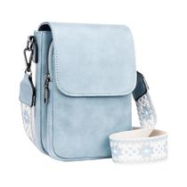 Bolsa Transversal Retro Feminina Em Couro PU Com Alça Larga E Tampa, Pequena E Estilosa