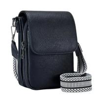 Bolsa Transversal Retro Feminina Em Couro PU Com Alça Larga E Tampa, Pequena E Estilosa