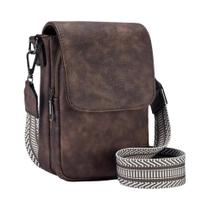 Bolsa Transversal Retro Feminina Em Couro PU Com Alça Larga E Tampa, Pequena E Estilosa
