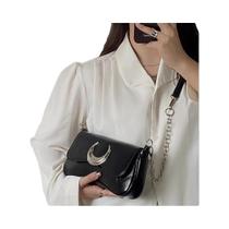 Bolsa Transversal Retro Preta Com Corrente, Estilo Y2K, Bolsa De Ombro Baguette Para Mulheres Bolsa Transversal Retro Preta Com Corrente, Estilo Y2K, Bolsa De Ombro Baguette Para Mulheres