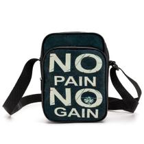 Bolsa Transversal Shoulder Bag No Pain No Gain Gym Academia Pequena Necessaire Unissex Bolsa Transversal Shoulder Bag No Pain No Gain Gym Academia Pequena Necessaire Unissex