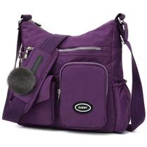Bolsa transversal SUKRY Nylon anti-roubo RFID impermeável roxa