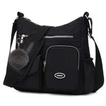 Bolsa transversal SUKRY Nylon para mulheres impermeável preta