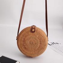 Bolsa Transversal/Tiracolo Bambu Redonda Caramelo - Moda Feminina Casual Praia