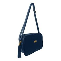 Bolsa Transversal Topgrife Matelassê Couro Azul Marinho