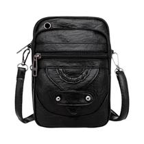 Bolsa Transversal Vintage Feminina Em Couro Macio Multi-Funcional Com Compartimento Para Dinheiro