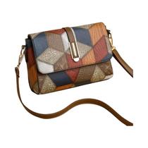 Bolsa Transversal Vintage Feminina Em Couro PU Com Bolso E Alça De Ombro