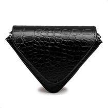 Bolsa Triângulo Feminina Metalizada Noite Balada Mini Bag Croco