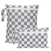 Bolsa úmida e bolsas de mão Bumkins Waterproof Grey Check, pacote com 2 unidades Bolsa úmida e bolsas de mão Bumkins Waterproof Grey Check, pacote com 2 unidades