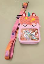 Bolsa unicornio silicone com paetes