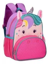 Bolsa Unicórnios Infantil Mochila De Costas Escolar Feminina Cor Lilás