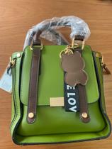 Bolsa ursinho cor verde com alça marrom e chaveiro de ursinho Bolsa ursinho cor verde com alça marrom e chaveiro de ursinho