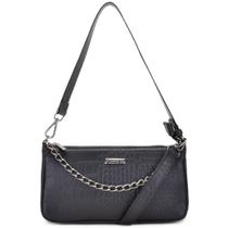 Bolsa Vegatta Casual Baguete Luiza Com Detalhe em Corrente Onix Forrada Material Croco Sintetico Bolsa Vegatta Casual Baguete Luiza Com Detalhe em Corrente Onix Forrada Material Croco Sintetico