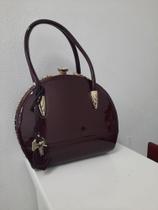 Bolsa Verniz Bordo de Luxo Arara Dourada Bolsa Verniz Bordo de Luxo Arara Dourada