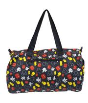 Bolsa Viagem Academia Preta Partes Corpo Mickey 22x43x25cm - Lk - Disney