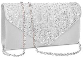 Bolsas clutch BBJinronjy, bolsa de noite, strass, prata, cetim