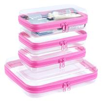 Bolsas com zíper WELPIRT Clear Hard Shell Case, organizador de maquiagem