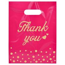 Bolsas de agradecimento YGSEPCC 9x12cm, pacote com 100 pacotes de plástico, bolinhas, rosa