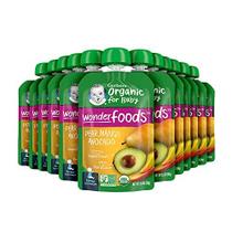 Bolsas de alimentos para bebês orgânicos Gerber, 2º Alimentos para Sitter, WonderFoods, Abacate de Manga de Pera, 3,5 Onças (Pacote de 12)