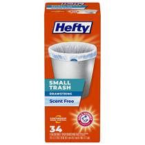 Bolsas de Basura Hefty de 4 Galones con Cordón, Sin Aroma, 34 Unidades