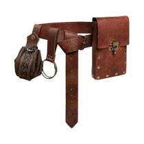 Bolsas de Cinto de Couro Medieval - Kit com 6 Peças para Cosplay e Fantasia Renascentista