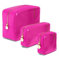Bolsas de cosméticos Embla Clear, conjunto de 3 fúcsia para mulheres