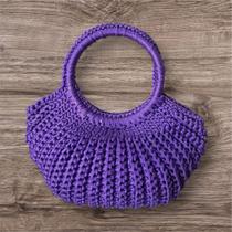 Bolsas de Crochê com fio náutico com fecho de botão, cor Roxo
