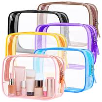 Bolsas de higiene PLULON, pacote com 6 unidades, bolsa de maquiagem transparente aprovada pela TSA