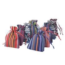 Bolsas de joias, algodão vintage, linho, pacote com 10, 9x13cm